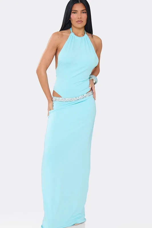 Sleeveless High Neck Tie Back Maxi Bodysuit - EGO