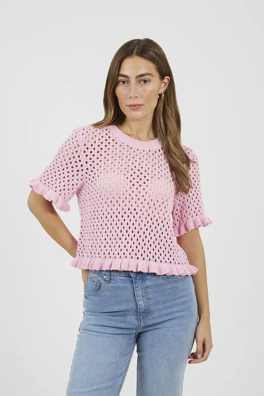 Open Knit T Shirt With Frill Hem - Brave Soul