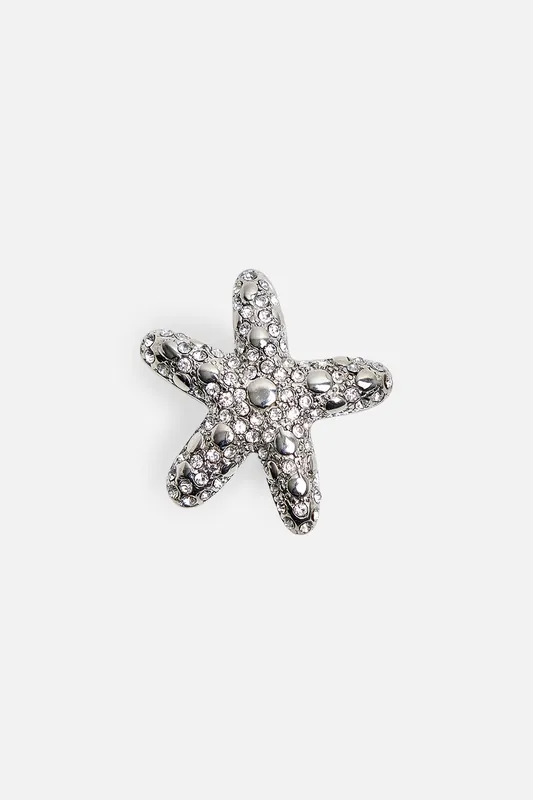 Diamante Starfish Ring in Silver - Public Desire