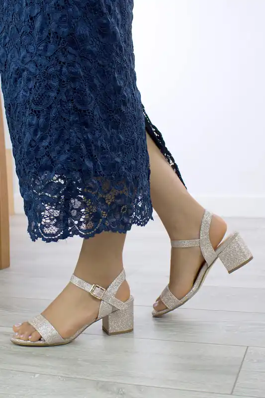 Mid Block Heel Strappy Sandals - AJVANI