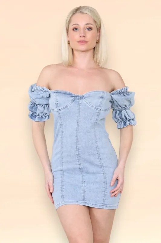 Denim Mini Dress Slim Fit - ELAINA FASHION