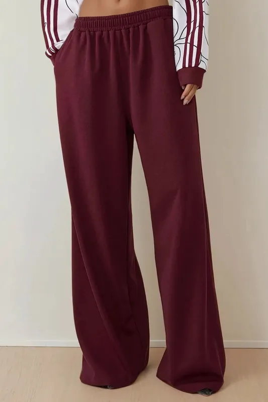 Wide Leg Jersey Pants with Elastic Waist - Hiccup