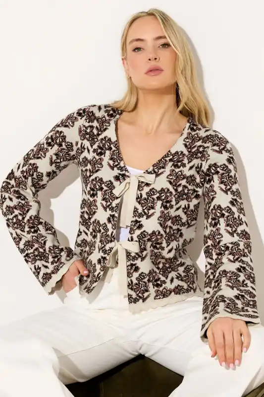 Tall Floral Jacquard Cardigan - Long Tall Sally