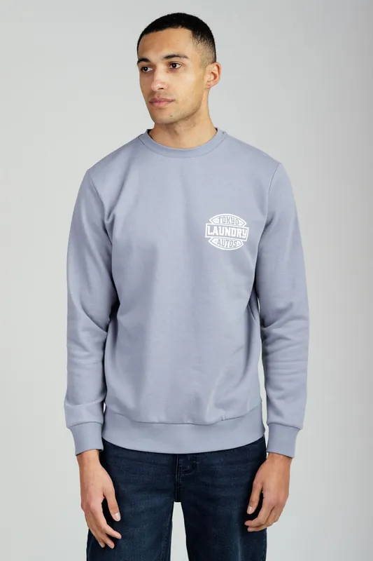 Printed Brushed Back Fleece Crew Neck Sweatshirt - Tokyo Laundry