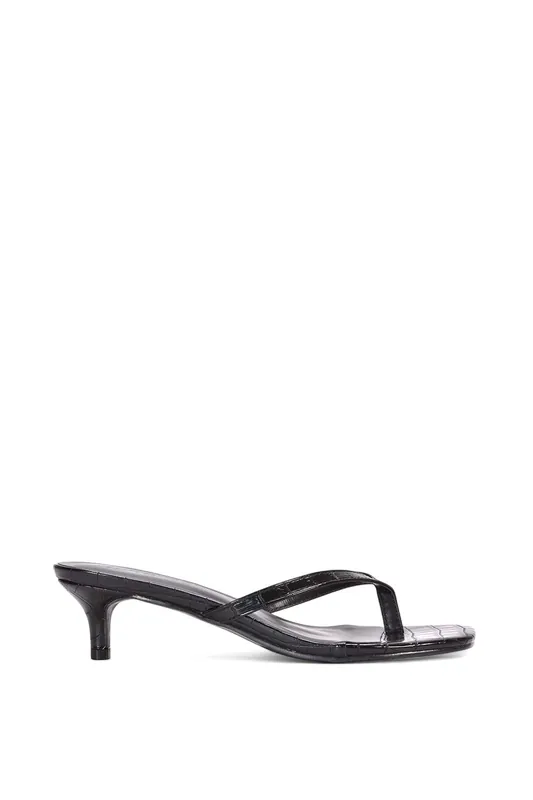 Jane' Low Kitten Heel Sandal Mules With Toe Post - XY London