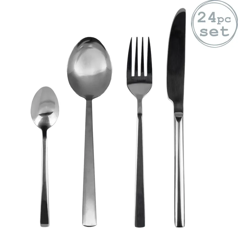 24 Piece Tondo 18/0 Stainless Steel Cutlery Set - Silver