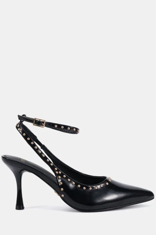 Wide Fit Italia Stud Detail Ankle Strap Point Court - Novo