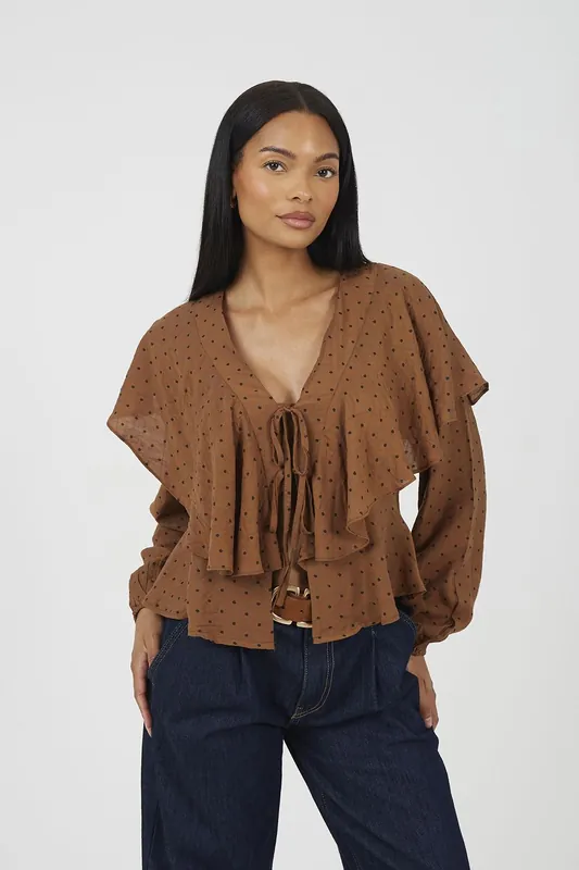 Long Sleeve Top With Frill Detail - Brave Soul
