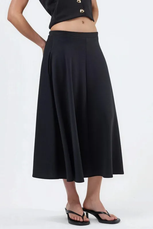High Waist A-Line Midi Skirt