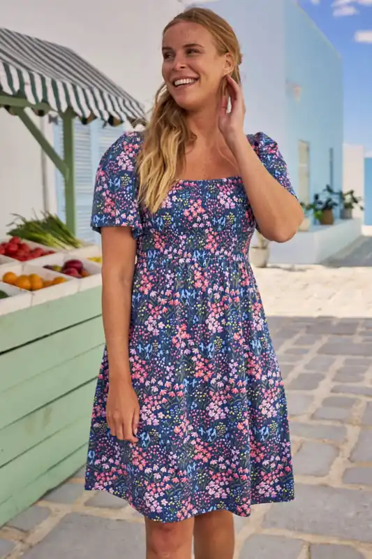 Hydra' Outdoors Summer Cotton Blend Shirred Dress - Mountain Warehouse
