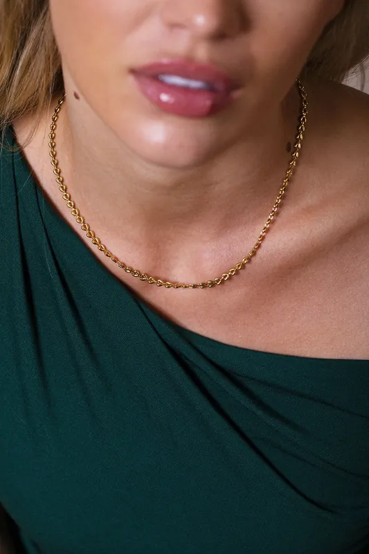 Heart Link Necklace in Gold - SVNX