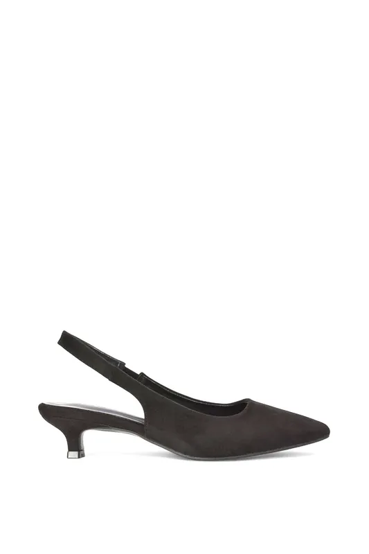 Leila' Pointed Toe Low Kitten Heels With Slingbacks - XY London
