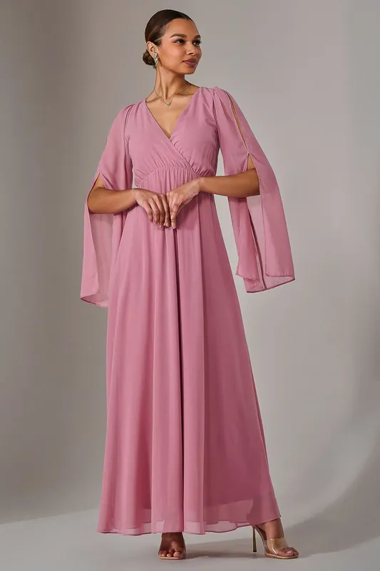 Chiffon Cap Sleeve Maxi Dress - Jolie Moi