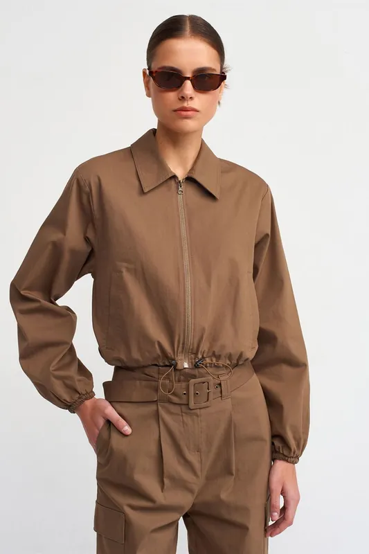 Women's Cotton Poplin Zip Jacket - Dilvin