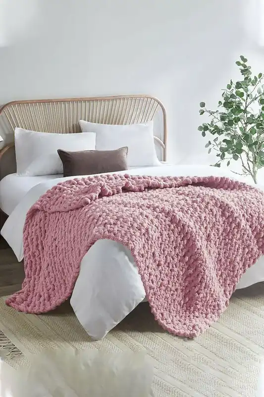 Chunky Knit Throw Blanket 80x100cm - Living and Home