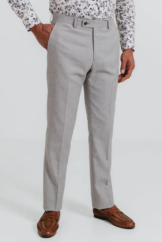 Light Grey Linen Suit Trousers - Dobell