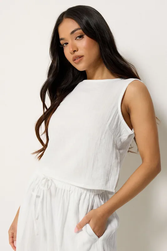 Petite Sleeveless Cheesecloth Top - PixieGirl
