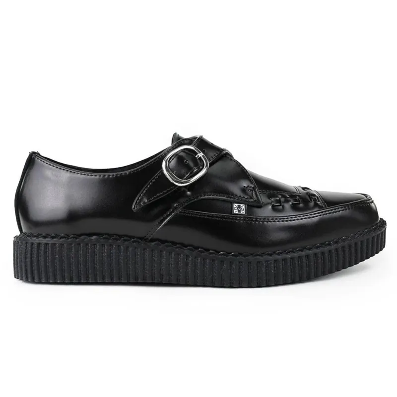 Pointed Creeper Leather Monk Buckle Platform Shoes - TruClothing