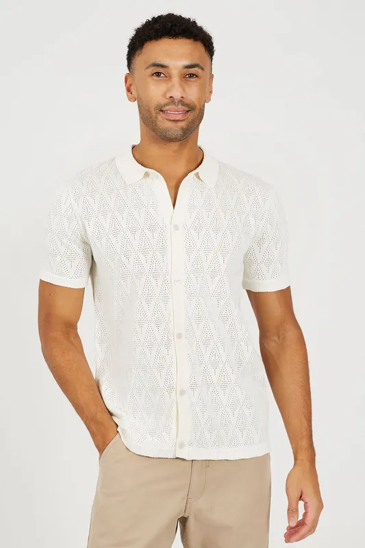 Revere Collar Knitted Polo Shirt - Brave Soul