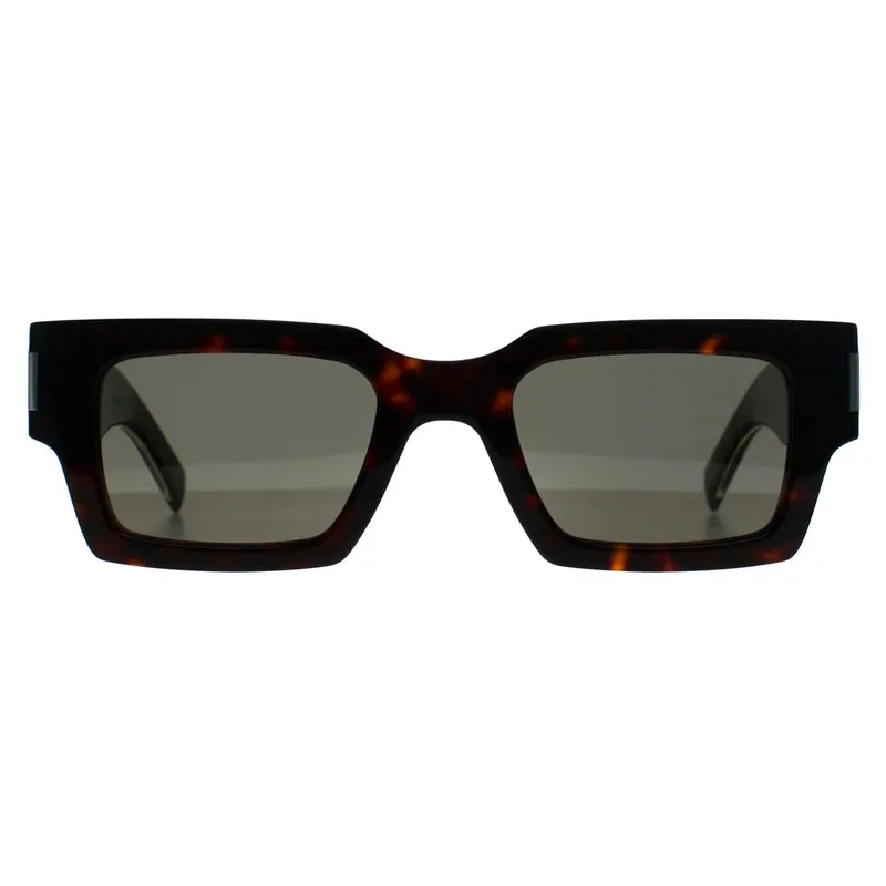 Rectangle Dark Shiny Havana w Silver Grey SL572 - Saint Laurent