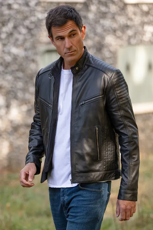 Vincenzo' Mens Leather Biker Jacket - Ashwood Leather