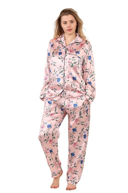 Luxury Satin Floral Pyjama Set - ELAINA FASHION