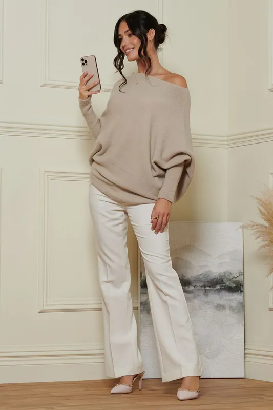 Wool Blend Asymmetric Soft Knit Jumper - Jolie Moi