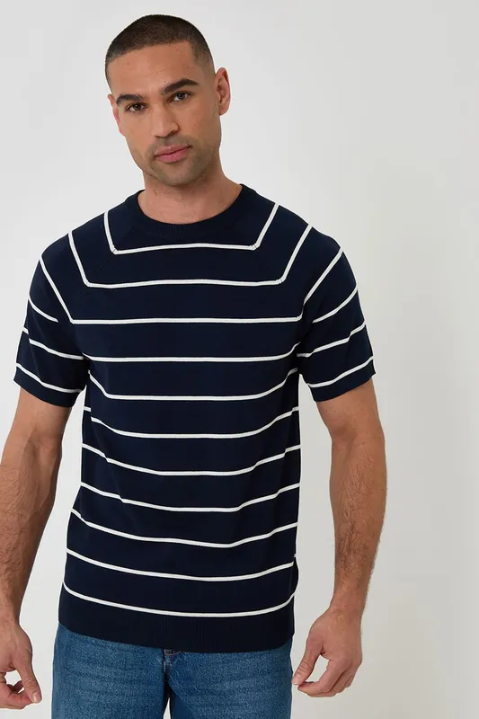 Textured Stripe Knitted T-Shirt
