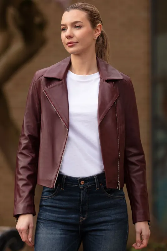Real Veg Tanned Leather Plain Biker Jacket - Ashwood Leather