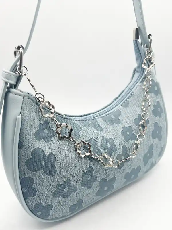 Floral Print Miniture Shoulder Bag With Chain - SVNX