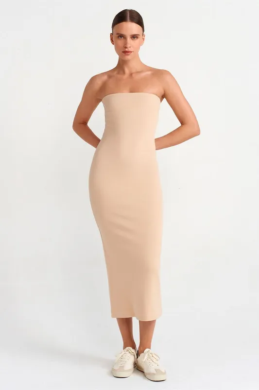 Strapless Bodycon Midi Dress - Dilvin
