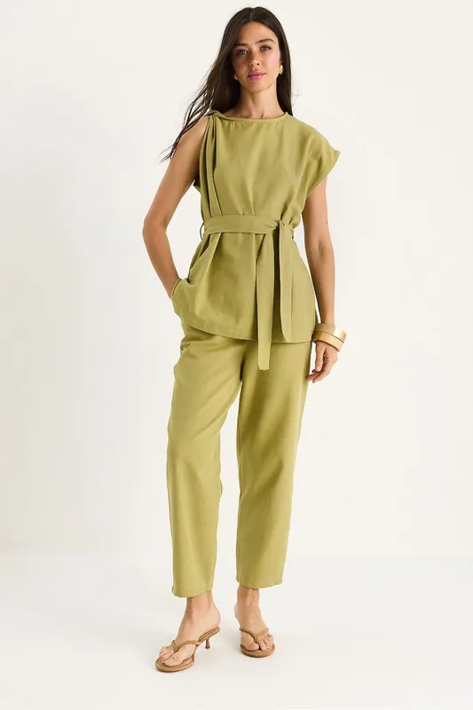 Blouse-Pants Two Pieces Set