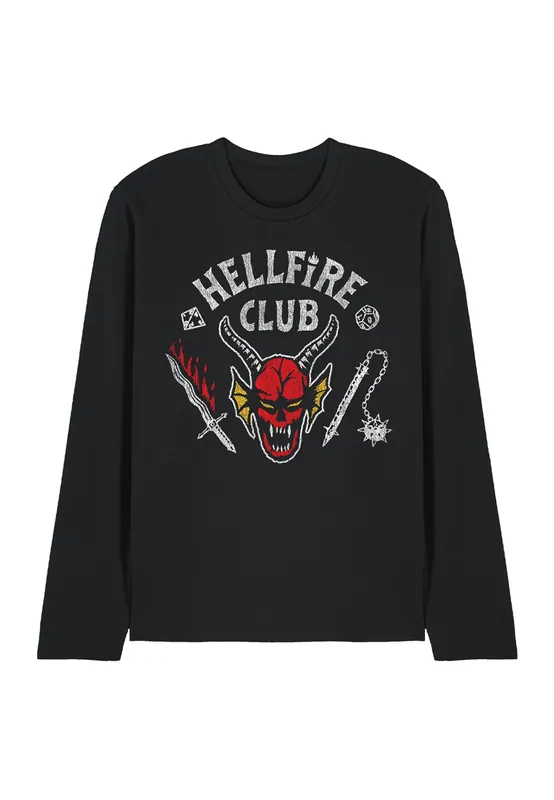 Stranger Things Hellfire Club Invert Long Sleeve T-Shirt, Black