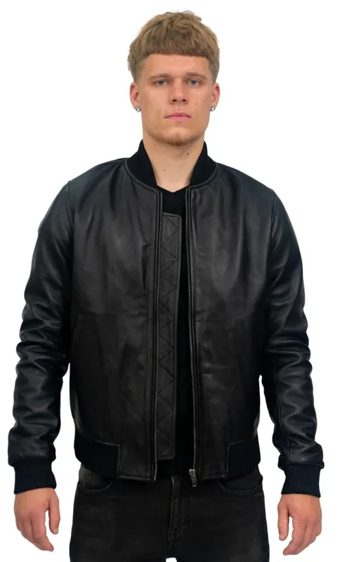 Retro Varsity Leather Bomber Jacket-Pretoria