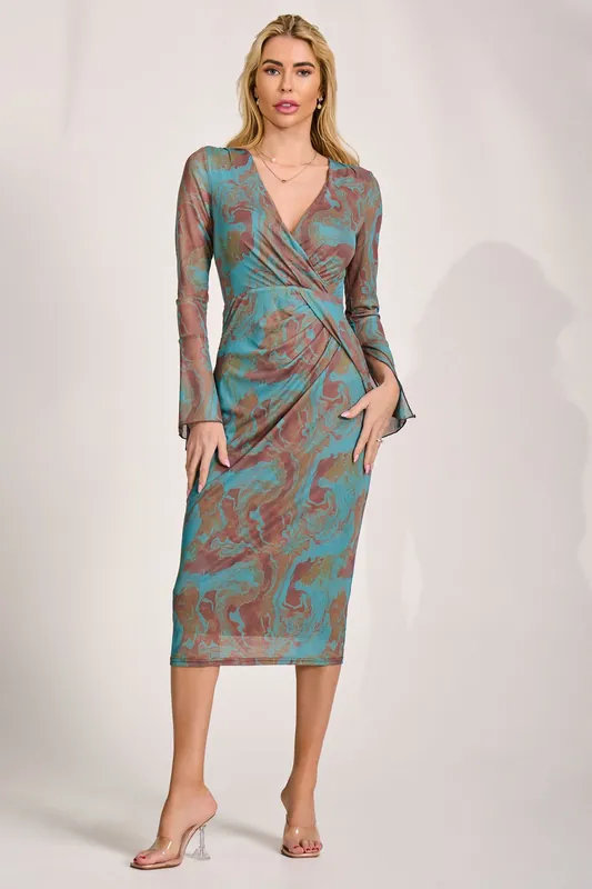 Long Sleeve Mesh Bodycon Dress - Jolie Moi