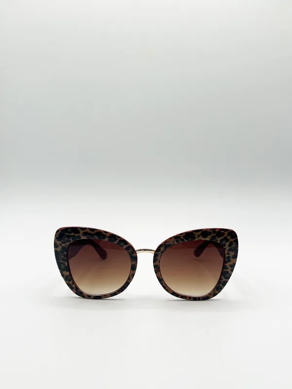 Oversized Cat-Eye Sunglasses in Brown Red