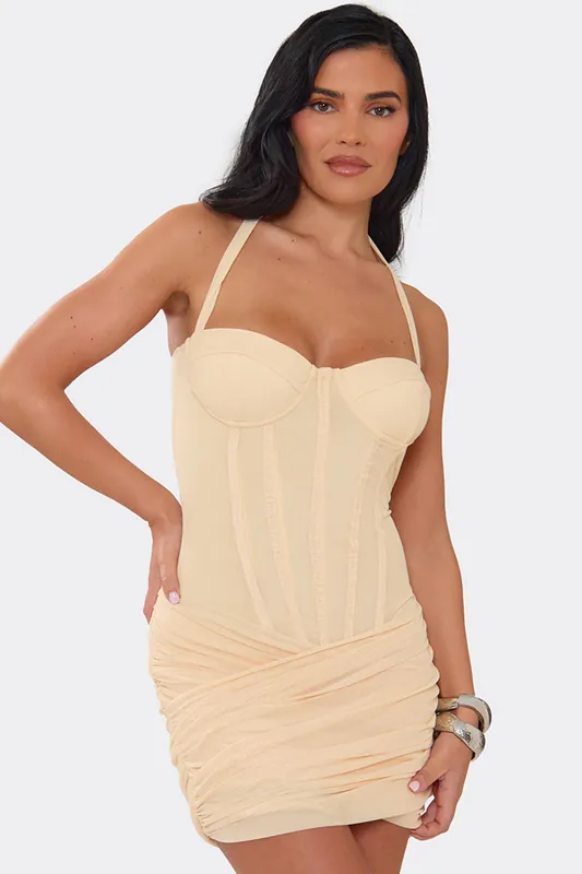 Sleeveless Ruched Mini Dress - EGO