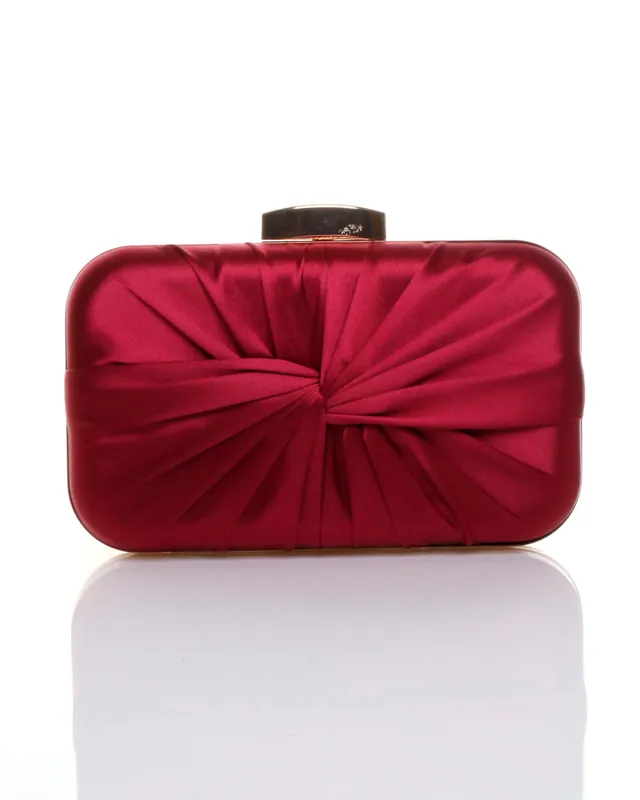 Evening Pleated Satin Bridal Wedding Prom Party Clutch Bag - AJVANI