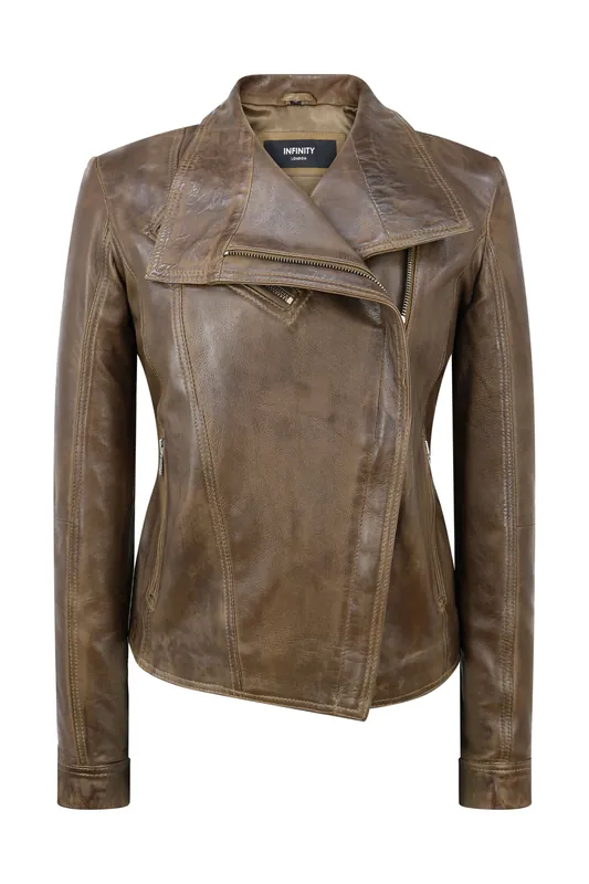 Cross Zip Vintage Biker Jacket Casual - TruClothing