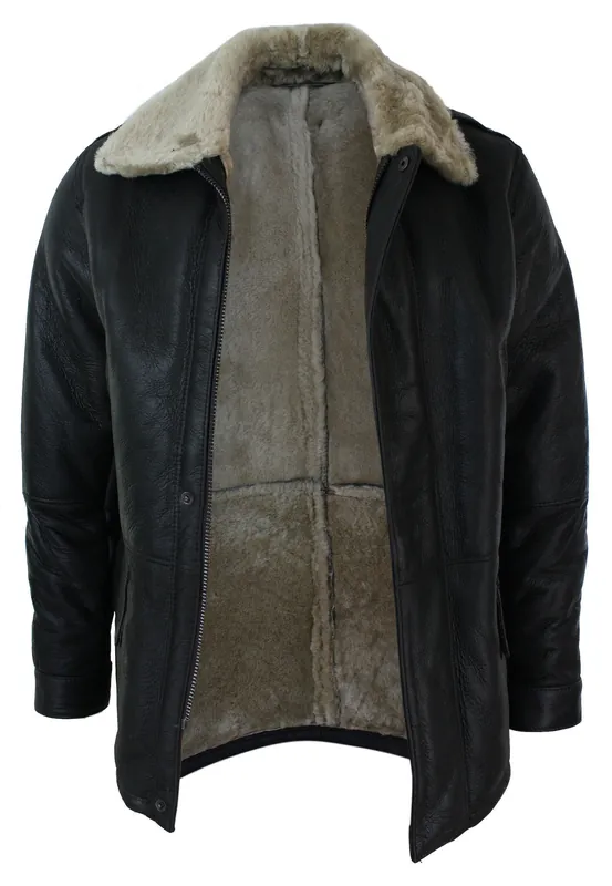 Shearling Sheepskin Overcoat With Beige Fur - TruClothing