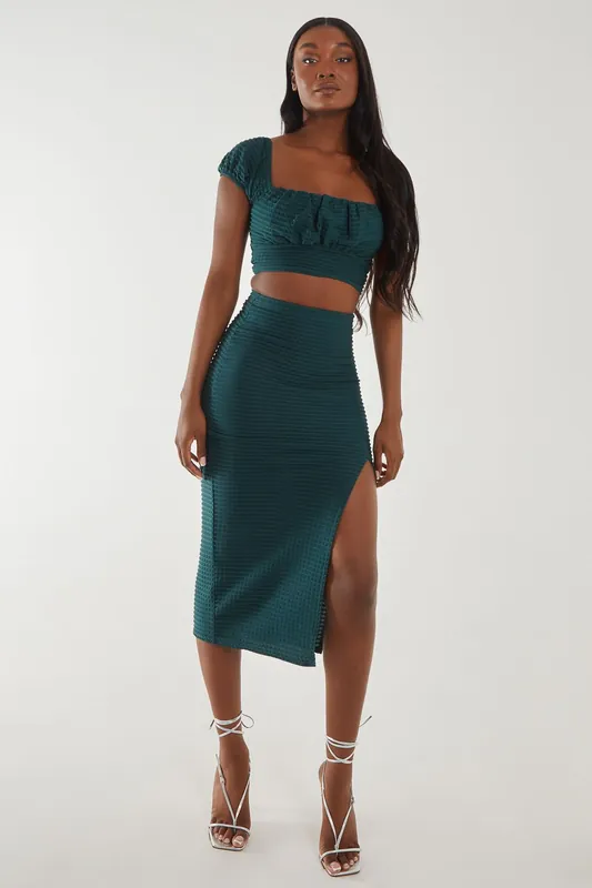 Textured Jersey Midi Skirt - Pink Vanilla