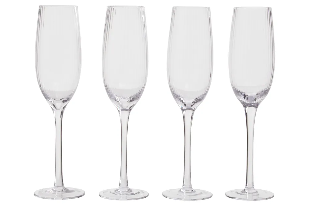 Luxe Set of Four Champagne Glasses, Durable Stemware For Celebrations, Ideal For Sparkling Wine, & Cocktails - Orsina