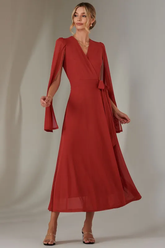 Cape Sleeve Wrap Maxi Dress - Jolie Moi