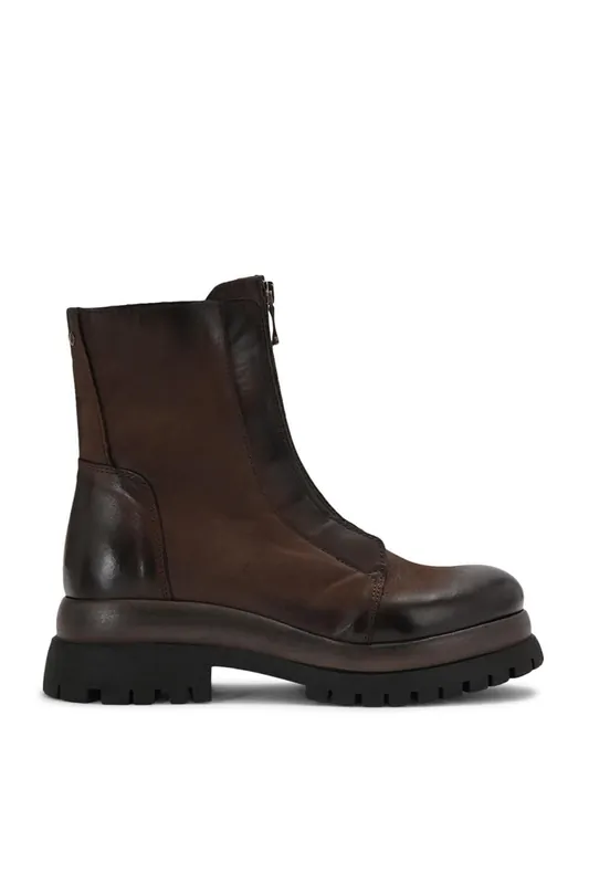 Milton Dark Brown Leather' Leather Boots - STEVE MADDEN