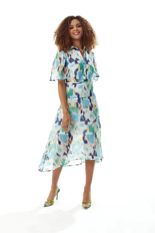 Multicolour Chiffon Midi Dress - Liquorish