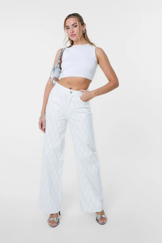 White Diamante Jeans - Pink Vanilla