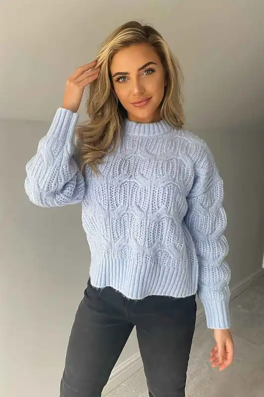 cosy balloon sleeve cable jumper - Urban Bliss