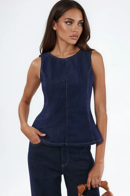 Denim Peplum Top - Hiccup