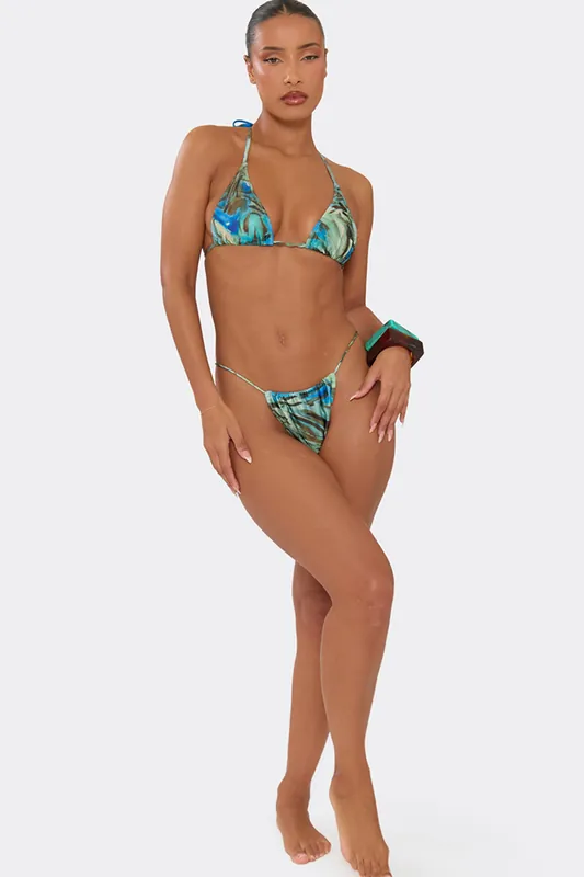 Tie Tie Side Abstract Print Bikini Bottoms - EGO