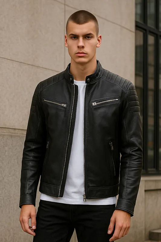 Modern Classic Leather Quilted Biker Jacket - Smithton
